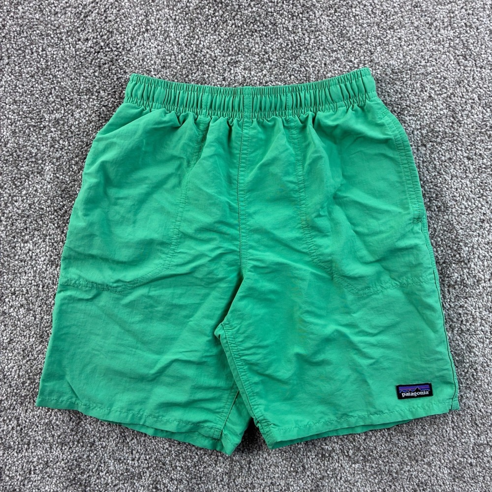 Patagonia Baggies Shorts Kids Medium Green Nylon Outdoor Casual Swim 67052